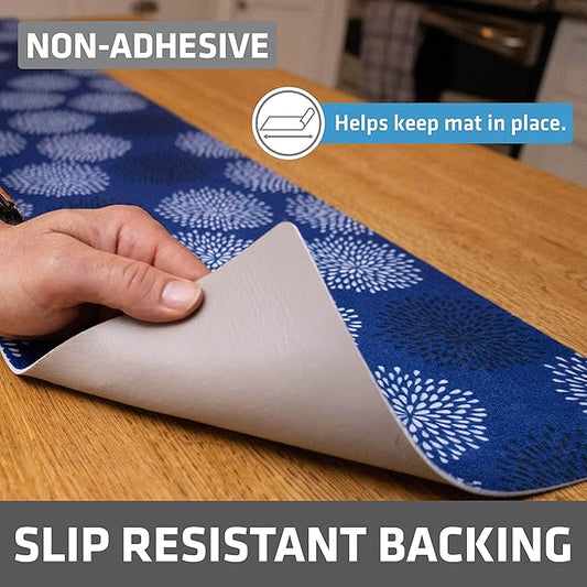 Drymate Premium Luxury Shelf & Drawer Liner, Thick Cushioned Fabric, Non-Adhesive, Absorbent, Waterproof, Slip-Resistant, Liners for Kitchen Cabinets, Cupboards (USA Made)(12”x59”)(2-Pack)(GoodBlue)