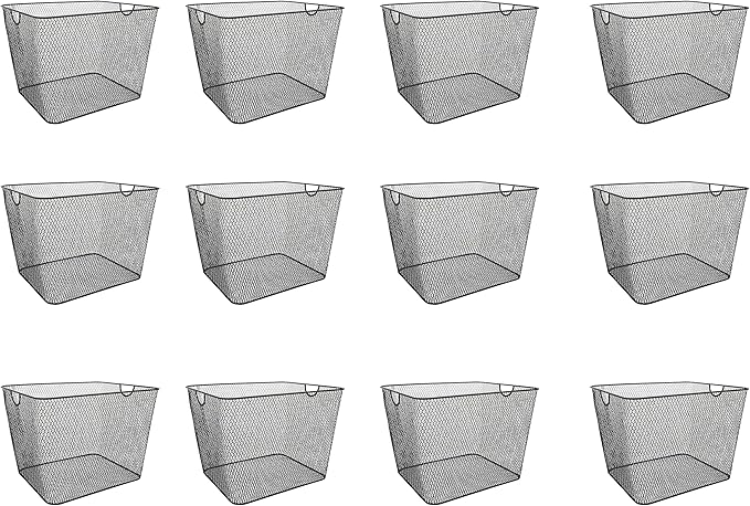 YBM HOME Household Wire Mesh Metal Steel Storage Basket Organizer, Open Bin Shelf Organizer for Kitchen, Cabinet, Pantry, Fruit and Vegetables (12-Pack, 15x12x11.5) 2268s-12