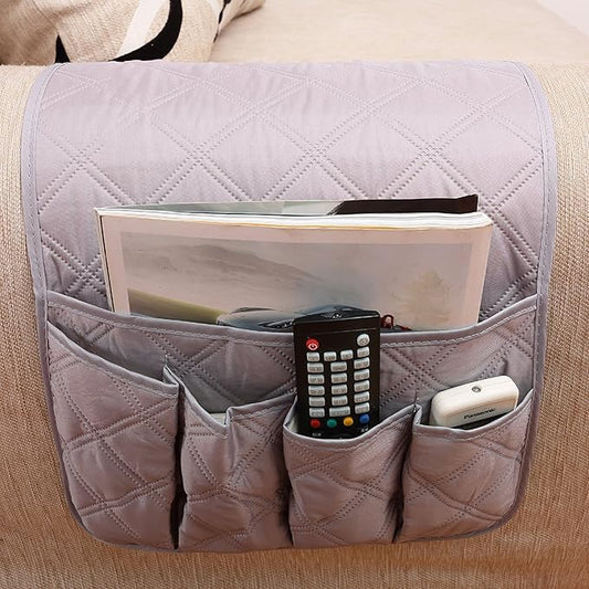 IPENNY Couch Sofa Armrest Organiser Chair TV Remote Holder Bed Storage Pocket Bag for Cellphone Tablet Notepad Book Magazines DVD Eyewears Drinker Snacks Holder Pouch