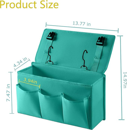 LASAMOLL Bedside Caddy Bedside Storage Organizer,Bed Caddy With Thickened Material Suitable for Homes, Dormitories, Hospitals, Cribs, RVs,Great for Magazines,Books,Remote, Phone (Green)