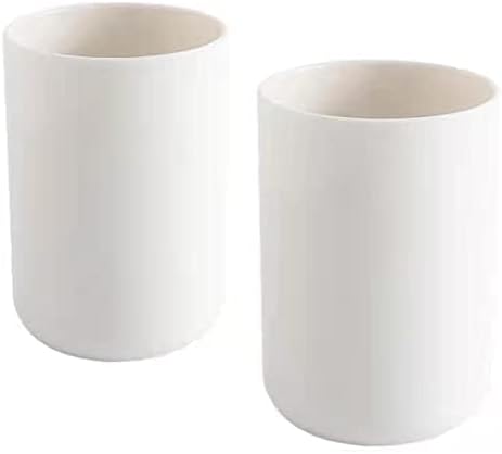 wongwongcat Bathroom Tumblers 2Pcs, Mouthwash Cup, Toothbrush Holders, Drink Mug, Pen Holder, Unbreakable Dishwasher Safe, 10fl.oz(300ml)/Pcs (White & White)
