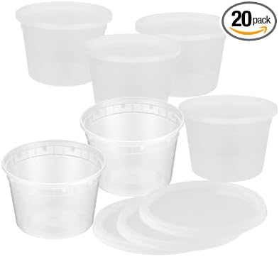 ProTakeOut 16oz [20 set] Heavy Duty Plastic Deli Container | BPA-Free Food Storage with Airtight Leak‑Proof Lids | Microwave, Freezer & Dishwasher Safe – Stackable, Bulk Reusable Soup & Meal Prep Tub