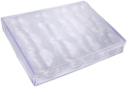 The Beadsmith Personality Case - Clear Storage Organizer Box – 6.4 x 4.8 x 1 inches - Includes 12 Small Containers with lids - 1.5 x 0.8 inches, Bead Holder