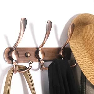 WEBI Coat Rack Wall Mount,Coat Hanger Wall,Coat Hooks Wall Mounted with 5 Hooks for Hanging Clothes,Hats,Jacket,Antique Copper,2 Packs