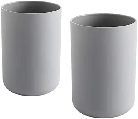 wongwongcat Bathroom Tumblers 2Pcs, Mouthwash Cup, Toothbrush Holders, Drink Mug, Pen Holder, Unbreakable Dishwasher Safe, 10fl.oz(300ml)/Pcs (Grey & Grey)