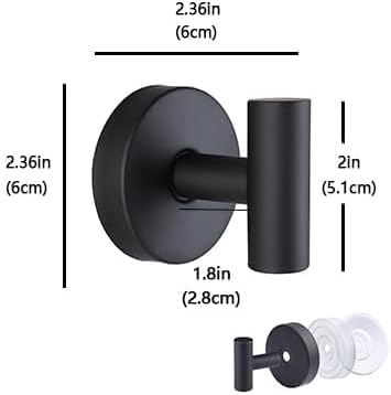 Charm Spark Suction Cup Hooks Bathroom Shower, Stainless Steel Removable and Reusable for Hanging Towels, Coats, Bathrobes, No Drilling Needed, Doesn't Hurt Walls Black 2 (Pack)