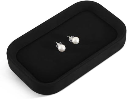 Yinbeini Ring Display Tray, Microfiber Earring Organizer,Luxury Key Tray,Premium Decorative Tray,Black Jewelry Dish