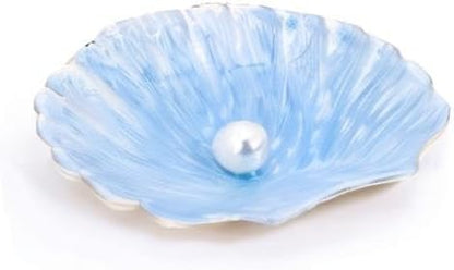LARAINE Jewelry Tray Ring Display Holder Mermaid Trinket Dish Home Decorative Plate For Earrings Necklace Bracelet Organizer Display (Pearl Blue)