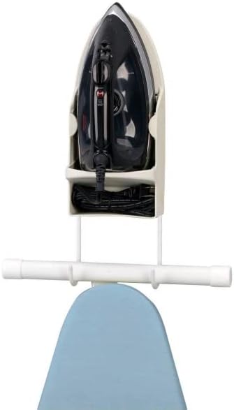 Household Essentials 166-1 Iron Wall Mount with Attached Ironing Board Hooks,White (Pack of 6)