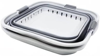 SAMMART 42L (11 gallon) Collapsible Plastic Laundry Basket - Foldable Pop Up Storage Container/Organizer - Portable Basket - Space Saving Hamper (Grey/Dark Grey (Set of 2))