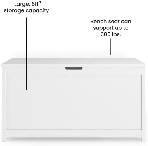 Child Craft Harmony 33” Wood Toy Box, Large Toy Chest Storage Organizer, Soft Close Safety Hinges, Ventilation Hole, 6 Cubic Ft Capacity, Kids Playroom Nursery Bedroom Storage Chest (Matte White)