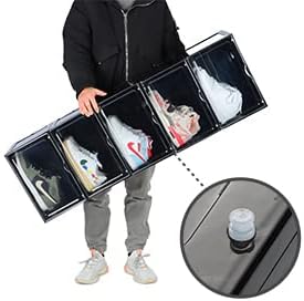 OMOPIN XL clear shoe storage boxes stackable, 8 Pack Large Shoe Boxes Clear Plastic Stackable, Drop side Sneaker Container Fit Size 13 (Black 8 Pack)