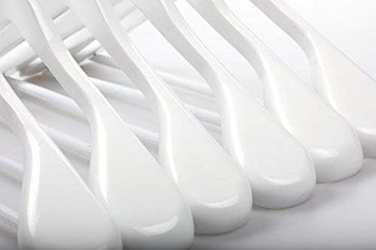 TOPIA HANGER White Wooden Coat Hanger 6 Pack, Wood Suit Hangers,Glossy Finish with Extra-Wide Shoulder, Thicker White Hooks & Anti-Slip Bar,Suitable for Coat, Suit,Dress,Jacket,Heavy Cloth - CT02W