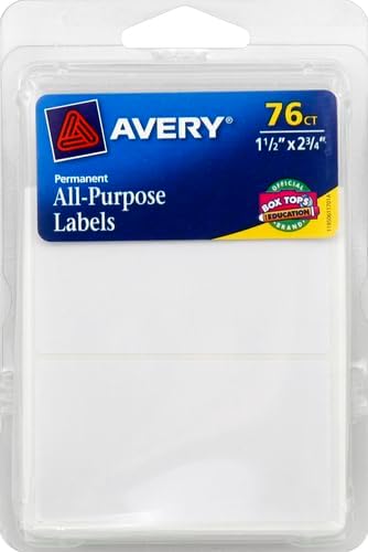Avery Labels, 1.5" x 2.75", White, 76 Count | Permanent | Multi-Use | Non-Printable | Pack of 2