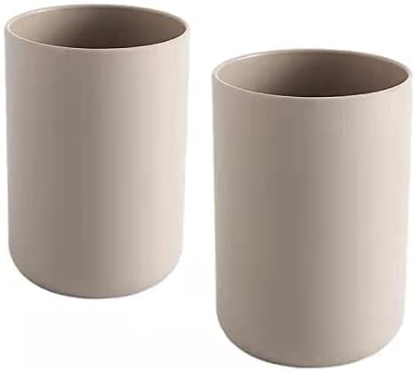 Wongwongcat Bathroom Tumblers 2Pcs, Mouthwash Cup, Toothbrush Holders, Drink Mug, Pen Holder, Unbreakable Dishwasher Safe, 10fl.oz(300ml)/Pcs (Brown & Brown)