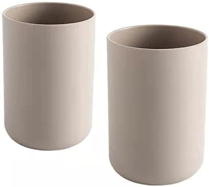 Wongwongcat Bathroom Tumblers 2Pcs, Mouthwash Cup, Toothbrush Holders, Drink Mug, Pen Holder, Unbreakable Dishwasher Safe, 10fl.oz(300ml)/Pcs (Brown & Brown)