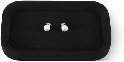 Yinbeini Ring Display Tray, Microfiber Earring Organizer,Luxury Key Tray,Premium Decorative Tray,Black Jewelry Dish