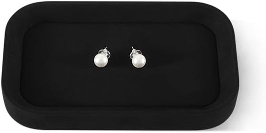 Yinbeini Ring Display Tray, Microfiber Earring Organizer,Luxury Key Tray,Premium Decorative Tray,Black Jewelry Dish
