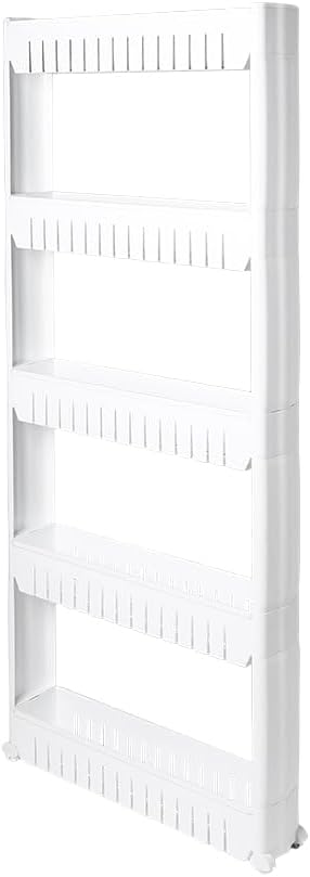 The Lakeside Collection Slim Rolling Storage Kitchen Cart Utility Cart Plastic - 5 Tier