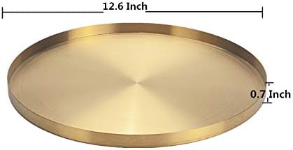 IVAILEX Gold Stainless Steel Round Jewelry and Make up Organiser/Candle Plate Decorative Tray (12.6 inches)