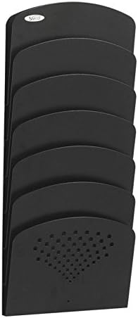 Safco Wall Mounted Literature Organizer, 7 Pocket Rack for Documents Paper Magazines and More, Steel, Black