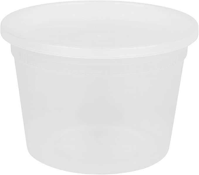 ProTakeOut 16oz [50 set] Heavy Duty Plastic Deli Container | BPA-Free Food Storage with Airtight Leak‑Proof Lids | Microwave, Freezer & Dishwasher Safe – Stackable, Bulk Reusable Soup & Meal Prep Tub