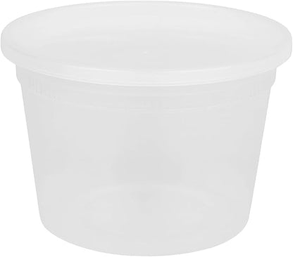 ProTakeOut 16oz [50 set] Heavy Duty Plastic Deli Container | BPA-Free Food Storage with Airtight Leak‑Proof Lids | Microwave, Freezer & Dishwasher Safe – Stackable, Bulk Reusable Soup & Meal Prep Tub