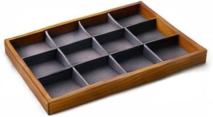 Oirlv 12 Grids Wood Jewelry Organizer Tray Stackable Jewelry Drawer Tray Bracelet/Watch Showcase Display Storage(Grey)