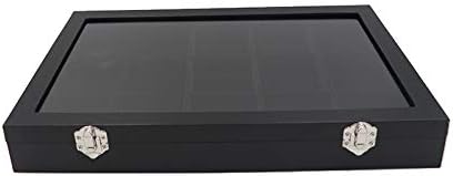 Polmart 15-Grid Jewelry Organizer/Storage/Display Case with Acrylic Lid, Black Velvet