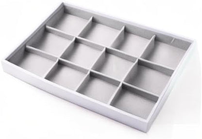 Oirlv Hand Made Velvet Stackable Jewelry Trays Rings Earrings Bracelet organizer Storage Tray (12 Grids)