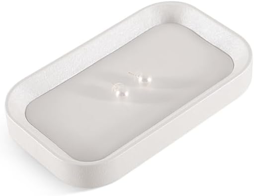 Yinbeini Ring Display, Leather Earring Organizer,Luxury Key Tray,Premium Decorative Tray,White Jewelry Dish