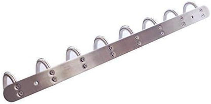 Coat Hook Rack with 8 Round Hooks - Premium Modern Wall Mounted - Ultra durable with solid steel construction, Brushed stainless steel finish, Super easy installation, Rust and water proof
