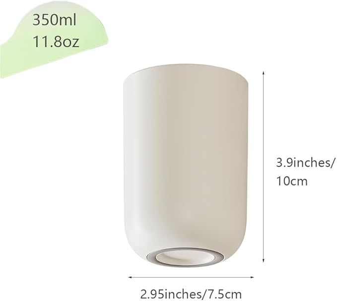 Khanjuan Round-Bottomed, Non-Slip Toothbrush Cup, Minimalist Bathroom Cup, Thickened Reusable Toothbrush Holder (White&White)