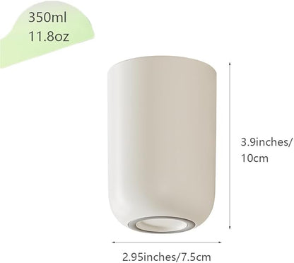 Khanjuan Round-Bottomed, Non-Slip Toothbrush Cup, Minimalist Bathroom Cup, Thickened Reusable Toothbrush Holder (White&White)
