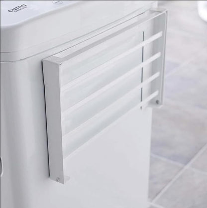 Foldable Magnetic Shelf for Washer and Dryer – Upgraded 3-Strip Strong Magnet Side Rack, Holds 11 lbs, Large 16" x 10" Carbon Steel Space Saving Storage Organizer for Laundry Room, White