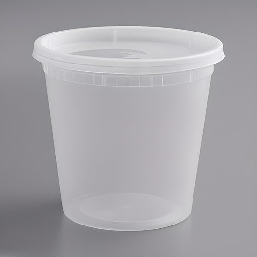 OCS Parts Round Plastic Deli Containers with Lids | Stackable, Microwavable, Freezer and Dishwasher Safe BPA Free Food Prep and Storage Containers (240, Clear, 24 Ounce)