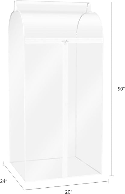 Zilink Hanging Garment Bags for Storage 50 inch (2 Pack) Clear Garment Rack Cover Fur Coat Bags for Closet Storage for Suit Fur Coats Leather Jackets Dress Storage