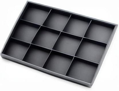 Black PU Leather Jewelry Display Flat Tray Ring Necklace Watch Organizer Display Tray (1 grid)