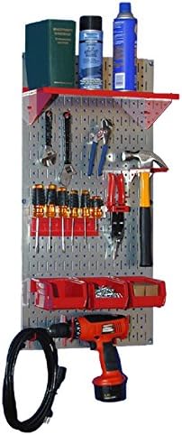 Wall Control 30-WGL-100 GVR Basic Utility Tool Storage Pegboard Organizer with Red Accessories