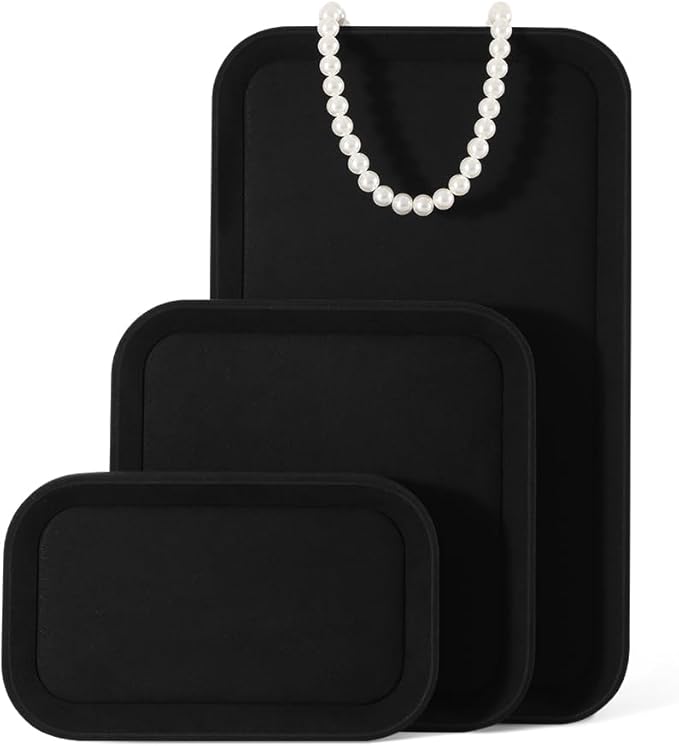 Yinbeini Mens Valet Tray, Microfiber Valet Tray,Luxury Jewelry Drawer Organizer,Premium Flat Tray,Black Jewelry Tray