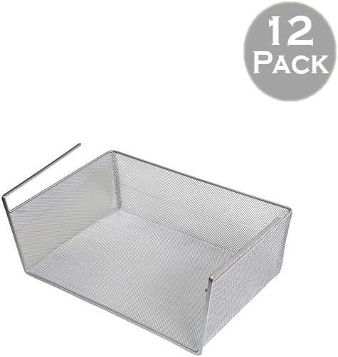 YBM Home Under Shelf Basket (12-Pack) Mesh Stainless Steel Storage Under Cabinet Hanging Basket Rack Maximize Space in Cabinets, Pantry Room, Bathroom, Laundry Room, and More, 1131