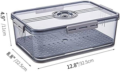 Huaqinglian Fridge Produce Saver Food Storage Bin with removable Drain Tray, Stackable Refrigerator Organizer Fresh Keeper Container with timer lid For Kitchen Produce Fruit Vegetables storage (4.5L)