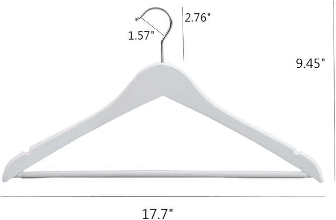 White Wooden Coat Hangers, Durability Wood Suit Hangers with Non Slip Pant Bar, Solid Wooden Clothes Hangers with Wide Shoulder Design for Shirts, Jackets, Dress, Pants, Sweaters, 30 Pack