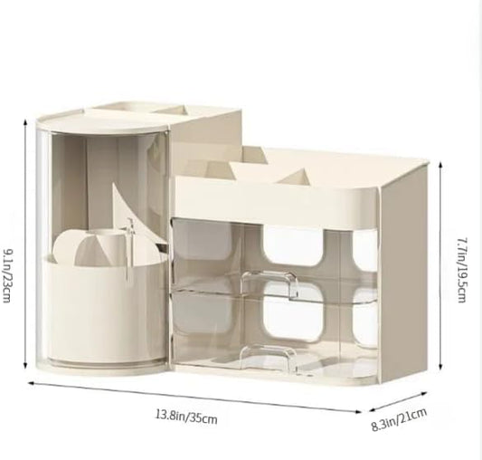 Cozinessy Makeup Organizer with Drawers,Make up Organizer for Vanity，Large Bathroom Countertop Cosmetic Organizer with Brushes Holder,Ideal makeup holder for Skincare,Lipstick and other items