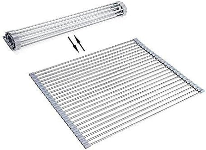 Ahyuan Roll up Dish Drying Rack Over The Sink Kitchen Roll up Sink Drying Rack Portable Dish Drainer Foldable Dish Drying Rack (Warm Gray, 20.5''X16.9'')