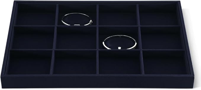Dansmiy Linen 12 Grid Stackable Bangle Storage Tray, Bracelet Watch Display Tray, Jewelry Shop Counter Showcase Table Top Organizers, Makeup Table Drawer Insert Jewelry Tray