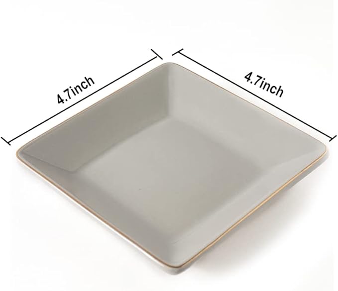HANKOR Ceramic Jewelry Dish Tray, Decorative Trinket Tray Holder for Ring Earring Key, Gift for Women Girls, 4.7inch, Light Gray