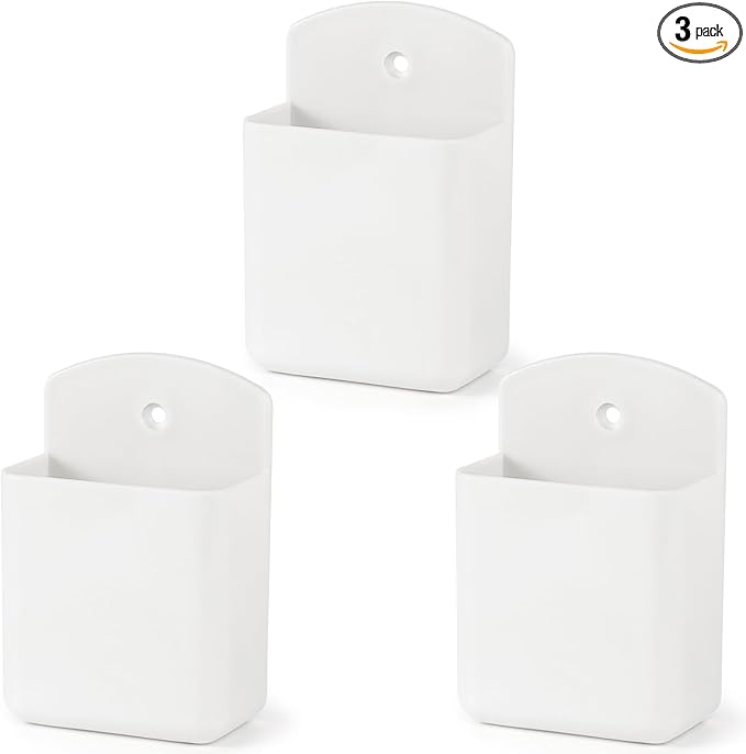 3 Pack Remote Control Holder, TV & Wall Pen Storage Accessories for Home Office School, White