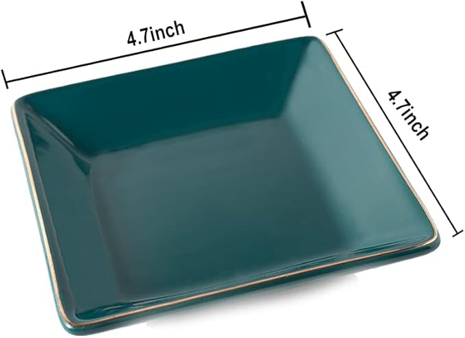 HANKOR Ceramic Jewelry Dish Tray, Decorative Trinket Tray Holder for Ring Earring Key, Gift for Women Girls, 4.7inch, Green