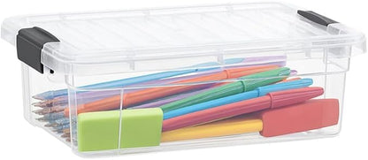 Superio Clear Storage Boxes with Lids, 1.27 Quart Plastic Container Bins for Organizing, Stackable Crates, BPA Free, Non Toxic, Odor Free, Organizers for Home, Office and Dorm